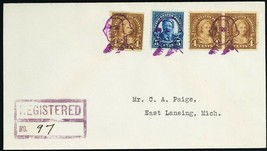 George Washington Bust in Purple Registered Fancy Cancel Cover - Stuart ... - £138.26 GBP