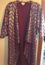 NWT Lularoe Medium Maroon Silver Chevron Elegant Collection Duster Kimon... - £33.22 GBP