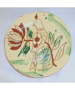 1994 Breininger Redware 7&quot; Plate Yellow w/ Sgraffito Distelfink Perched ... - £54.81 GBP