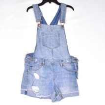 Dollhouse Juniors Denim Short Overalls Distressed Light Wash Blue Size 9 - $31.27 CAD