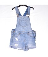 Dollhouse Juniors Denim Short Overalls Distressed Light Wash Blue Size 9 - $31.27 CAD