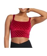 Colsie XS Red Checkered Velvet Longline Bralette - $202.10 MXN