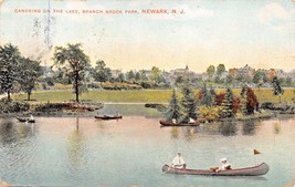 Newark New Jersey Branch Brook Park CANOEING-TEMME Company Publ Postcard 1909 - £6.51 GBP