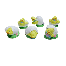 Baby Chicks in Eggs Peeps Ceramic Miniatures 6 Piece Set Spring Easter Figurines - £15.55 GBP