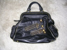 Betsey Johnson Rockin Cherries Black Leather Handbag Purse VINTAGE - £234.13 GBP