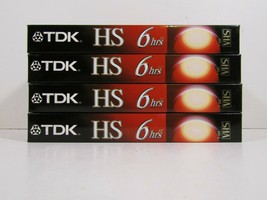 Lot of 4 TDK Premium Quality HS 6 Hours T-120 Blank VHS Tapes New &amp; Sealed - £14.70 GBP