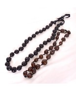 Lot of 2 Fashion Jewelry Necklace&#39;s Black Beads &amp; Brown Beads Ribbon Tie... - £11.26 GBP