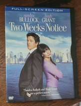 2000 Two Weeks Notice DVD Full Screen Sandra Bullock Hugh Grant Snap Box Case - £7.86 GBP