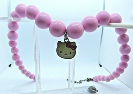 Hello Kitty Pink Beaded Necklace W/ Hello Kitty Charm Graduated Beads free/ship - £15.92 GBP