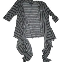 SOMA Women&#39;s Gray Stripe Cardigan Sweater Medium - £11.51 GBP