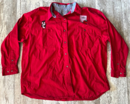 Vintage Denim Closet Red School Teacher Embroidered Cotton Button up Shi... - £15.68 GBP