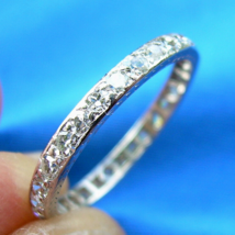 Earth mined Diamond Wedding Band Deco Platinum Eternity Stacking Ring Size 6.25 - €2.140,90 EUR