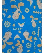 Tweety Bird Fabric, Flannel, Looney Tunes Sewing, 1 Yard, Blue &amp; Yellow - £5.45 GBP