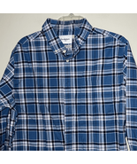 Goodfellow &amp; Co blue plaid long sleeve slim fit button-down shirt size l... - $10.35 CAD