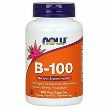 NEW NOW Vitamin B-100 B-Complex Vegan Gluten Free Energy Supplement 100 Capsules - £18.99 GBP