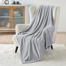 Bedsure Fleece Blanket Twin Blanket - Light Grey Lightweight - £28.38 GBP