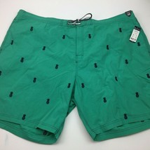 Cremieux Swimwear Men&#39;s Swim Trunks Shorts Lined Green Teal Pineapple Si... - $29.99