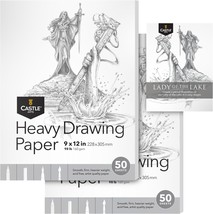 Heavy Drawing Sketchpad Paper 9 x 12in 2 Pack 50 Sheets Each 160gsm 98lb Extra W - £57.84 GBP
