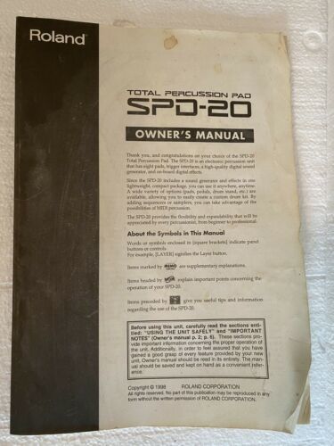 Roland SPD-20 Drum Percussion Midi Pads Original Owner's Manual Booklet - $19.79