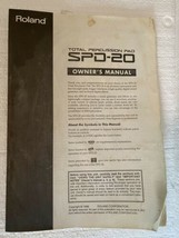 Roland SPD-20 Drum Percussion Midi Pads Original Owner&#39;s Manual Booklet - £15.52 GBP