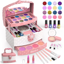 Kids Makeup Kit for Girl 35 Pcs Washable Toddler Makeup Kit, Girl Toys Real Cosm - £22.24 GBP