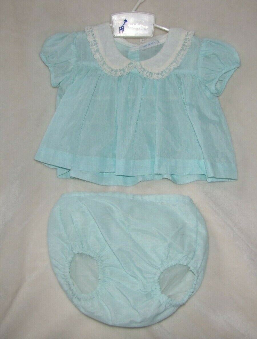 Primary image for Vintage Nanette Baby Toddler Girl Sheer Dress/Shirt Billowy Blue Lace 12-18