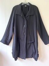 Moonlight Sz M Textured Black Stretch Pockets Jacket Coat Top V Neck - $67.81