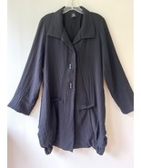 Moonlight Sz M Textured Black Stretch Pockets Jacket Coat Top V Neck - $67.81