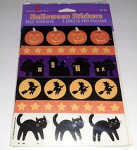 Vtg 80s Stickers AGC Halloween Jack O Lantern Haunted House Witch Black Cat 4sht - £6.33 GBP