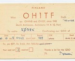 QSL Card OH1TF Pori Finland 1958 - £7.88 GBP