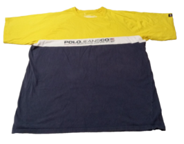 Polo Ralph Lauren Shirt Mens Large Yellow Navy Colorblock Short Sleeve T... - £7.81 GBP