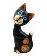 Balinese Wood Handicrafts Adorable Dazed Blue Eyed Feline Cat Figurine 7... - $28.76 CAD