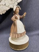 Vintage Schmid Music Box (God Bless America) - Porcelain Pilgrim Girl Doll - £9.38 GBP