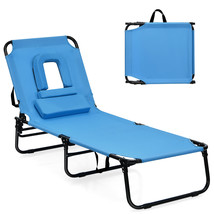 Folding Chaise Lounge Chair Bed Adjustable Patio Beach Camping Recliner - £114.59 GBP