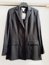 NEW ANN TAYLOR Women&#39;s Linen Rayon Jacket Coat 1990&#39;S Black Size 6 MSRP ... - £48.03 GBP
