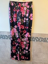 NWOT KAY UNGER Silk Black and Pink Floral Beaded Pants SZ 8 - £61.52 GBP