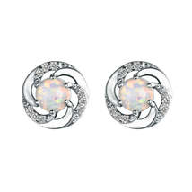 White Opal &amp; Cubic Zirconia Vortex Stud Earrings - £11.78 GBP