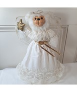 Vintage Robert Raikes Angela Angel Bear Christmas Tree Topper white gold... - $39.00