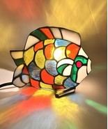 Stained Glass Fish Table Lamp Night Light Tiffany Style Colorful - $55.44