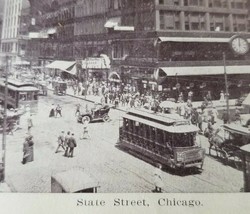Antique 1909 Postcard STATE STREET SCENE Chicago Illinois STREET CAR Aut... - $6.75