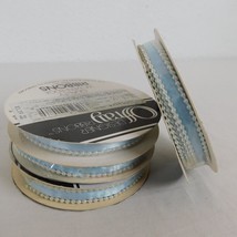 Offray Designer Ribbon Lot of 4 Woven Pearl Edge Light Blue 3/8&quot; x 5 Yar... - $9.75