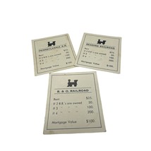 1960s Monopoly Railroad Title Deed Cards  3 only  1 missing - $9.89