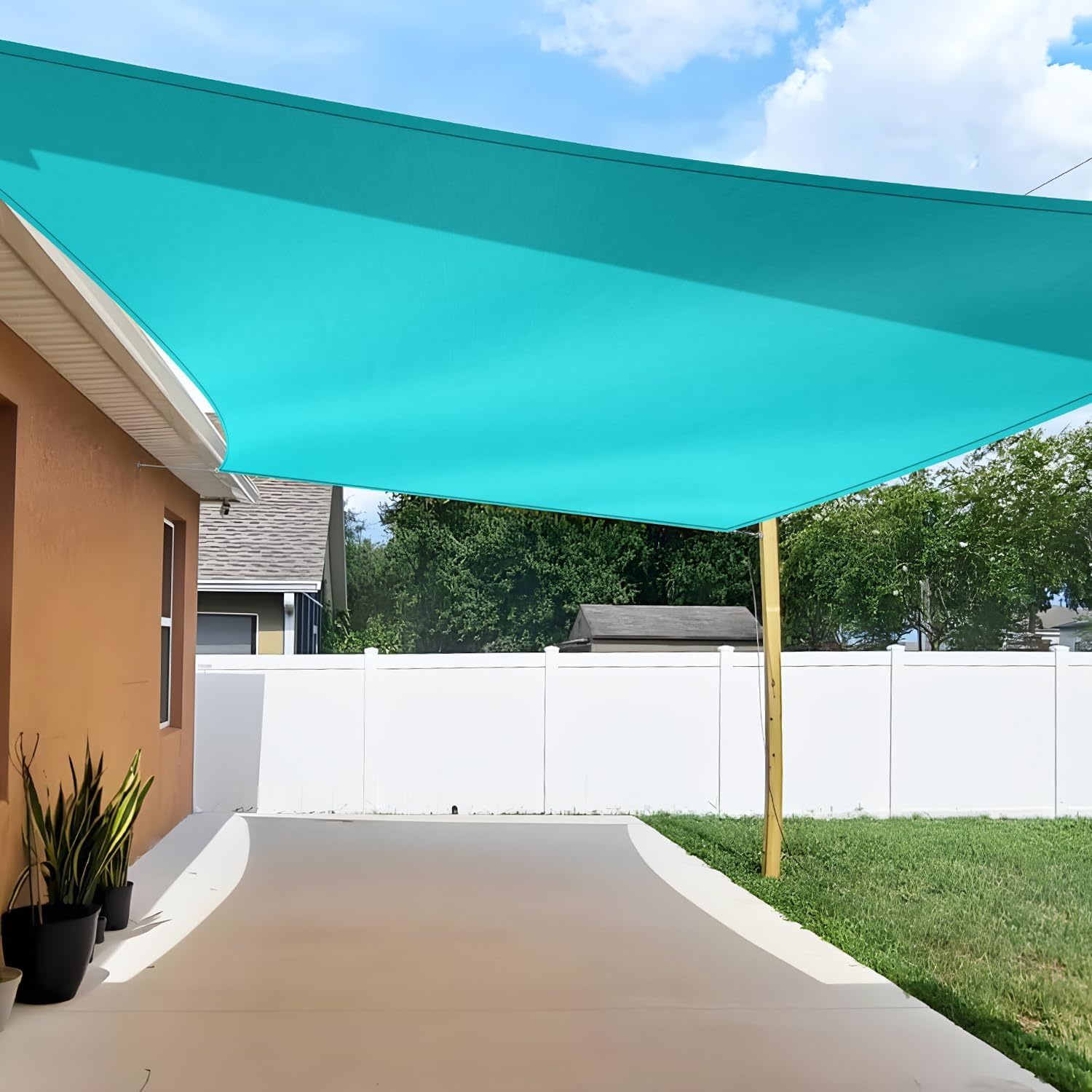 Tang Sun Shade Sail 8&#39;X12&#39; Turquoise Rectangle Sunshade Cloth Uv Block P... - $43.96