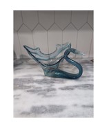 Murano Style Handblown Glass Swan Vase, Blue Swirl 13&quot; Sooner Vase Figur... - $49.50