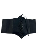 Black Faux Leather Corset Stretch Belt Lace Up Costume Cosplay Cinch One... - $14.85