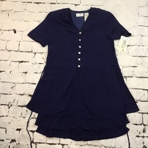 Liz Claiborne Dress Navy Blue Vintage 90&#39;s NWT Sz 8 Layered Full Skirt - £38.71 GBP