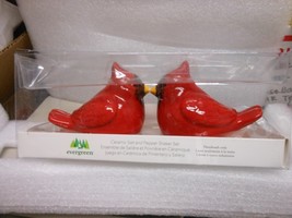 Evergreen &quot;Red Cardinals Ceramic Salt &amp; Pepper Shaker Set&quot; 2024 NEW - $18.56