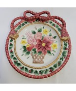 Fitz &amp; Floyd Point Setta Christmas Boquet Plate 9&quot; Raised Bow Detail NO ... - $245.29 MXN