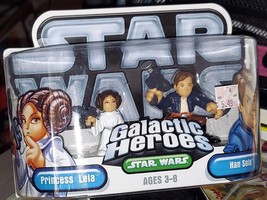 Star Wars Hasbro 2004 Galactic Heroes Princess Leia &amp; Han Solo Mib - £15.66 GBP