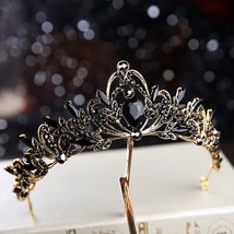Baroque Retro Black Bridal Crystal Tiaras Crowns Princess Queen  Pageant Prom Rh - £35.96 GBP